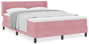 vidaXL κρεβάτι Box Spring με στρώμα  Ροζ 140x200 εκ. Βελούδο