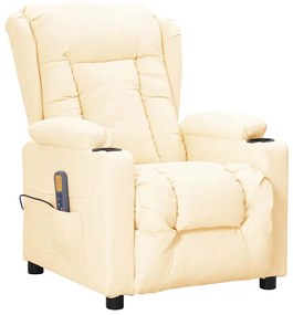 vidaXL Πολυθρόνα Μασάζ Κρεμ από Συνθετικό Δέρμα