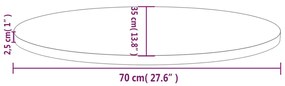 vidaXL Επιφάνεια Τραπεζιού Οβάλ 70x35x2,5 εκ. από Μασίφ Ξύλο Πεύκου
