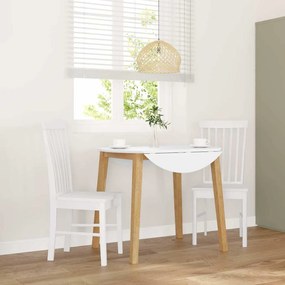 Καρέκλες τραπεζαρίας 2 τεμάχια Λευκό μασίφ ξύλο καουτσούκ