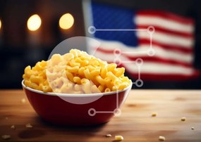 Σετ των 2 Intra Συλλεκτικό Ξύλινο Παζλ Plywood 4mm - Μακαρόνια και τυρί με φόντο αμερικανική σημαία Σε Ξύλινο Κουτί - Διαστάσεις: 10x10 cm – 25 κομμάτια