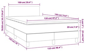 Κρεβάτι Boxspring με Στρώμα &amp; LED Σκ.Γκρι 120x190εκ. Υφασμάτινο - Γκρι