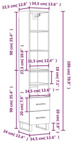 Ντουλάπι Καπνιστή δρυς 34,5x34x180 εκ. από Επεξεργασμένο Ξύλο - Καφέ