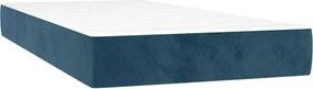 vidaXL Κρεβάτι Boxspring με Στρώμα Σκούρο Μπλε 90x190 εκ. Βελούδινο