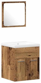 vidaXL Σετ Επιπλών Μπάνιου με πόρτα 4 pcs Παλιό Ξύλο 41 x 38.5 x 46 cm