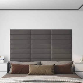 vidaXL Πάνελ Τοίχου 12 τεμ. Γκρι 60 x 15 εκ. 1,08 μ² Συνθετικό Δέρμα