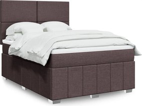 vidaXL Κρεβάτι Boxspring με Στρώμα Σκούρο Καφέ 140x190 εκ. Υφασμάτινο