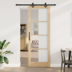 vidaXL Συρόμενη Πόρτα  με Σετ Υλικών 83x232 εκ. Μασίφ Ξύλο Πεύκου