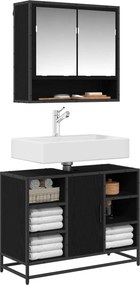 vidaXL Σετ Επίπλων Μπάνιου 2 τμχ. Μαύρη Οξυά 80 x 33 x 60 εκ