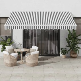 vidaXL Αναδιπλούμενη τέντα Γκρι και Λευκό 400 x 350 εκ
