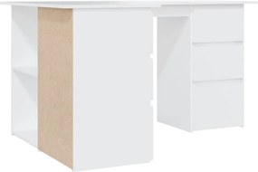 vidaXL Γραφείο Γωνιακό Λευκό 145 x 100 x 76 εκ. από Επεξ. Ξύλο