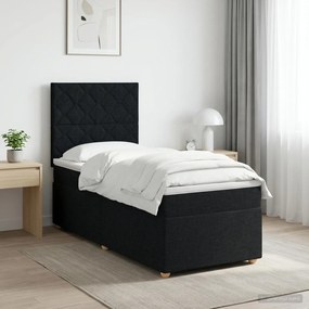 vidaXL Κρεβάτι box spring με στρώμα Μαύρο 90 x 200 cm Ύφασμα