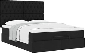 vidaXL Οθωμανικό κρεβάτι με στρώμα Μαύρο 140x200cm Ύφασμα