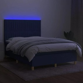 ΚΡΕΒΑΤΙ BOXSPRING ΜΕ ΣΤΡΩΜΑ &amp; LED ΜΠΛΕ 140X200 ΕΚ. ΥΦΑΣΜΑΤΙΝΟ 3135603