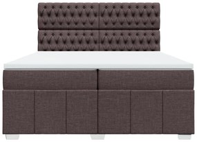 vidaXL Κρεβάτι Boxspring με Στρώμα Σκούρο Καφέ 200x200 εκ. Υφασμάτινο