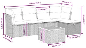 vidaXL Σετ Καναπέ Κήπου 6 τεμ. Μπεζ Συνθετικό Ρατάν με Μαξιλάρια