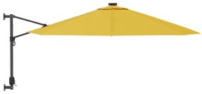 Ομπρέλα Επιτοίχια με LED Κίτρινη 290 εκ. - Κίτρινο