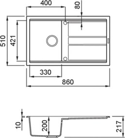 Elleci Best 400 - Νεροχύτης Κουζίνας Γρανίτη 86x51 - K96 Kera