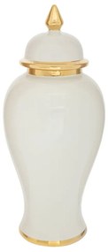 Βάζο Με Χρυσό Γείσο 88530 18x42cm Gold-White Κεραμικό
