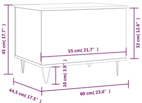 Τραπεζάκι Σαλονιού Γυαλ. Λευκό 60x44,5x45εκ. Επεξεργασμένο Ξύλο - Λευκό