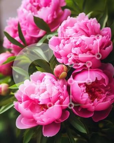 Intra Συλλεκτικό Ξύλινο Παζλ Plywood 4mm - Μπουκέτο με ροζ παιώνιες σε έναν ανθισμένο κήπο Σε Ξύλινο Κουτί - Διαστάσεις: 10x10 cm – 25 κομμάτια