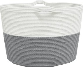 vidaXL Καλάθι Απλύτων Γκρι και Λευκό Ø60x36 εκ. Βαμβακερό