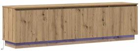 vidaXL Βιτρίνα τηλεόρασης με LED artisan δρυς 180 x 38 x 49 εκ