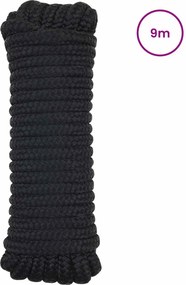 vidaXL Σχοινί Boat 10 mm 9 m Μαύρο Πολυεστέρας