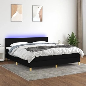 ΚΡΕΒΑΤΙ BOXSPRING ΜΕ ΣΤΡΩΜΑ &amp; LED ΜΑΥΡΟ 180X200 ΕΚ. ΥΦΑΣΜΑΤΙΝΟ 3133575