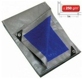 KRAUSMANN 250BS Μουσαμάς με Κρίκους 2 × 3m 250gr/τμ Μπλε-Ασημί