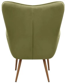 Πολυθρόνα - Μπερζέρα με υποπόδιο Lily Megapap λαδί βελούδο - μεταλλικό πόδι χρώμα φυσικό 70x62x98εκ.