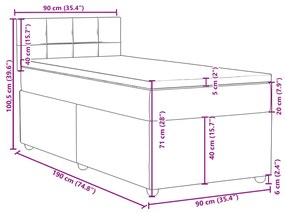 Κρεβάτι Boxspring με Στρώμα Κρεμ 90x190 εκ.Υφασμάτινο - Κρεμ