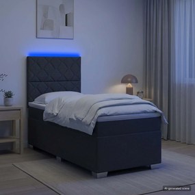 vidaXL Κρεβάτι box spring με στρώμα Σκούρο Γκρι 90 x 190 cm Ύφασμα