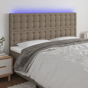 Κεφαλάρι Κρεβατιού LED Taupe 180x5x118/128 εκ. Υφασμάτινο - Μπεζ-Γκρι