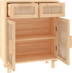 vidaXL Συρταριέρα Καφέ 60x30x75 εκ. Μασίφ Πεύκο &amp; Φυσικό Ρατάν