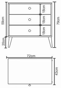 Συρταριέρα ArteLibre AMARI Δρυς/Λευκό Μοριοσανίδα 72x43x79cm
