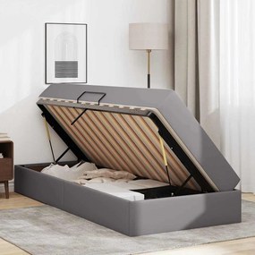 vidaXL Κρεβάτι με αποθηκευτικό χώρο και στρώμα 2 pcs Γκρι Δέρμα