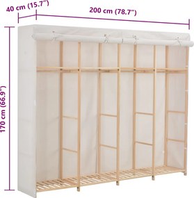 vidaXL Ντουλάπα Λευκή 200 x 40 x 170 εκ. Υφασμάτινη