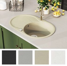 vidaXL Νεροχύτης με Μονή Γούρνα Οβάλ Μπεζ Γρανιτένιος