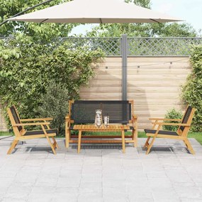 vidaXL Κήπου Καρέκλες με Τραπέζι 4 pcs Μαύρο 90 x 45 x 40 cm