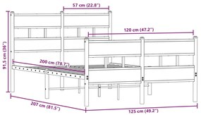 Σκελετός Κρεβ. Χωρίς Στρώμα Καπνιστή Δρυς 120x200 εκ. Μεταλλικό - Καφέ