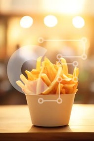 Σετ των 2 Intra Συλλεκτικό Ξύλινο Παζλ Plywood  4mm - Νόστιμες τηγανιτές πατάτες σε λευκό δοχείο Σε Ξύλινο Κουτί - Διαστάσεις: 10x10 cm – 25 κομμάτια