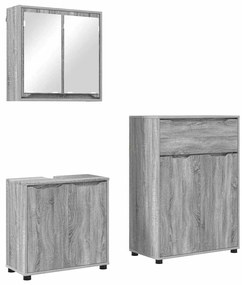 vidaXL Σετ Επίπλων Μπάνιου 3 pcs Γκρίζο Σονομα Επεξεργασμένο ξύλο