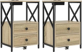 vidaXL Κομοδίνο 2 pcs Δρύς Sonoma 40 x 31 x 60 εκ. Επεξεργασμένο ξύλο