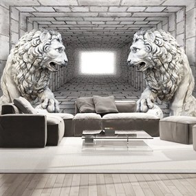 Αυτοκόλλητη φωτοταπετσαρία - Stone Lions - 343x245