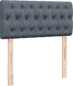 vidaXL Κρεβάτι Boxspring με Στρώμα Σκούρο Γκρι 90x200 εκ. Βελούδινο