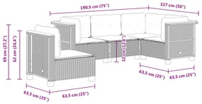 vidaXL Σετ Καναπέ Κήπου 5 Τεμαχίων Μαύρο Συνθετικό Ρατάν με Μαξιλάρια