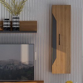 Βιτρίνα Jakarta Fylliana με Καπλαμά Δρυός Ρουστίκ 35*32*130 εκ. 35x32x130 εκ.
