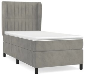 ΚΡΕΒΑΤΙ BOXSPRING ΜΕ ΣΤΡΩΜΑ ΑΝΟΙΧΤΟ ΓΚΡΙ 90X200 ΕΚ. ΒΕΛΟΥΔΙΝΟ 3129309