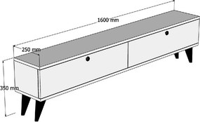 Έπιπλο Τηλεόρασης Λευκό / Καρυδί LELIDRI 160x25x35